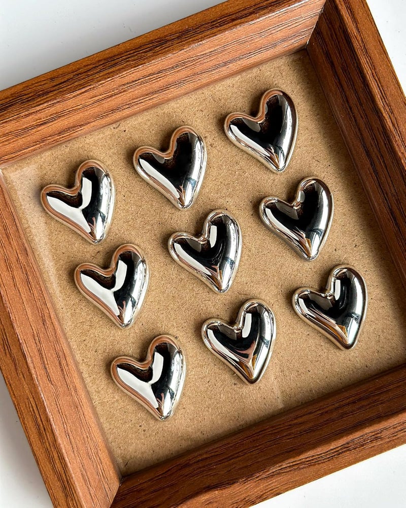 KEYDUACU 30 pcs - Heart Decorative Pins, Gold Cute Pins for Bulletin Board, Office or Home (30Pcs - Silver) - Image 4